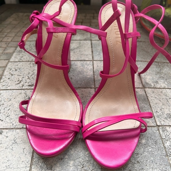 SCHUTZ | Shoes | Nib Schutz Deonne Ankle Wrap Napa Leather  Schutz Deonne Napa Leather Pink Strappy Wedge Sandals sz 6.5 nwob